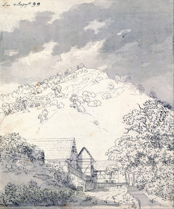 Caspar David Friedrich - Bauernhaeuser an einem Abhang - Farmhouses by a Hillside